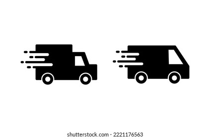 Liefert LKW-Icon-Vektorgrafik für Web- und Mobile-App. Lieferwagenzeichen und -symbol. Schnellauslieferungssymbol