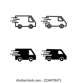 Vector de icono de camión de entrega para aplicaciones web y móviles. Señal y símbolo de camión de entrega. Icono de envío rápido