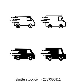 Liefert LKW-Icon-Vektorgrafik für Web- und Mobile-App. Lieferwagenzeichen und -symbol. Schnellauslieferungssymbol