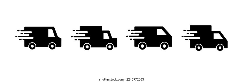 Liefert LKW-Icon-Vektorgrafik für Web- und Mobile-App. Lieferwagenzeichen und -symbol. Schnellauslieferungssymbol