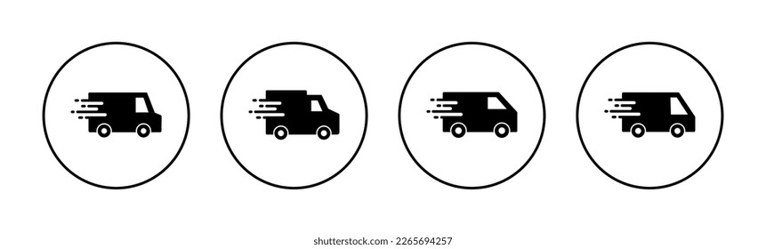 Vector de icono de camión de entrega para aplicaciones web y móviles. Señal y símbolo de camión de entrega. Icono de envío rápido