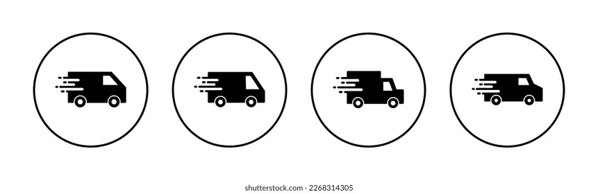 Vector de icono de camión de entrega para aplicaciones web y móviles. Señal y símbolo de camión de entrega. Icono de envío rápido