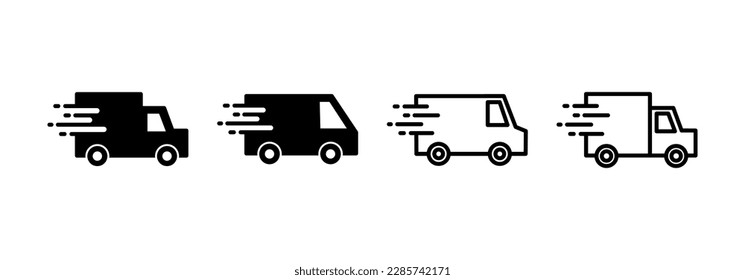 Vector de icono de camión de entrega para aplicaciones web y móviles. Señal y símbolo de camión de entrega. Icono de envío rápido