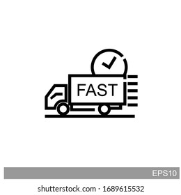 Delivery truck icon with white background.vector illustration