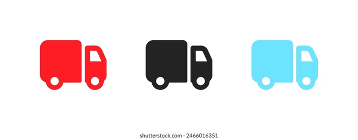 Delivery truck icons. Flat style. Vector icons