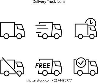 Delivery truck icons isolated on a white background. thin line delivery truck icon line linear delivery truck symbol for logo, web, app, UI. 