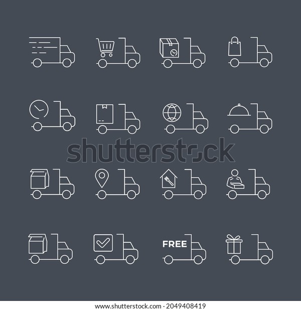 delivery truck icons set. delivery truck\
pack symbol vector elements for infographic\
web
