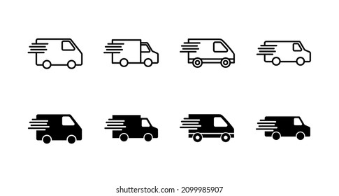 Delivery truck icons set. Delivery truck sign and symbol. Shipping fast delivery icon