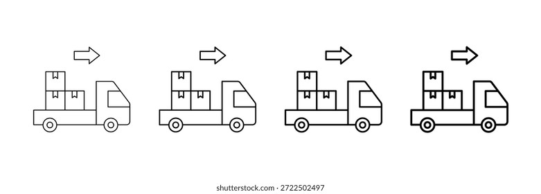 Conjunto de Vector de iconos de camión de entrega en estilo de línea de movimiento diferente