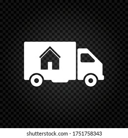 Delivery truck icon.Transportation service for houses.Van symbol.Shipping service illustration.Transport of cargo,packages