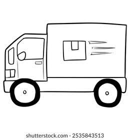 delivery truck illustration hand drawn outline vector