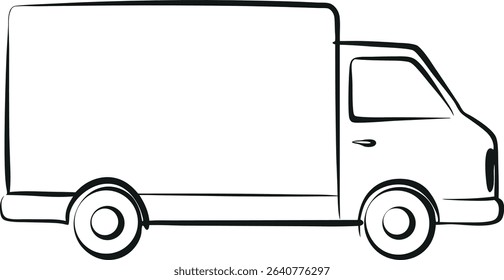 Delivery Truck Illustration Simple Outline Drawing