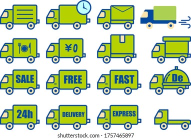 Delivery truck illustration variation set