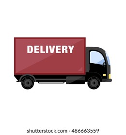 Delivery truck. Isolated delivery truck. Delivery truck on white background. 