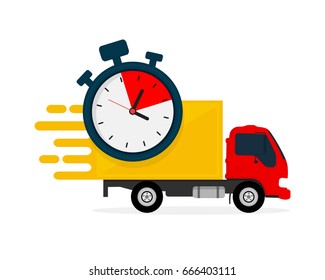 Delivery truck isolated on white background. Vector illustration icon. Flat design.