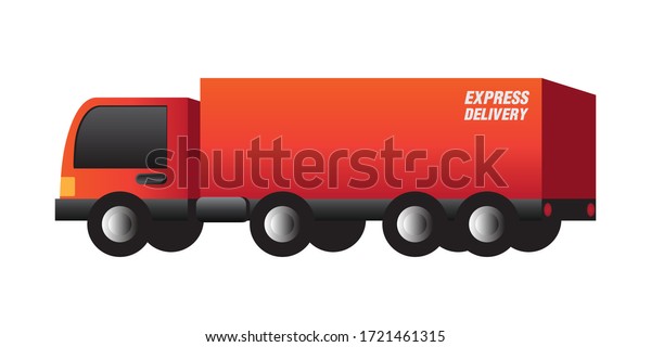 delivery truck isolated on white\
background. Vector illustration of truck express\
delivery