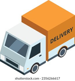 Delivery truck isometric icon. Cargo box transport