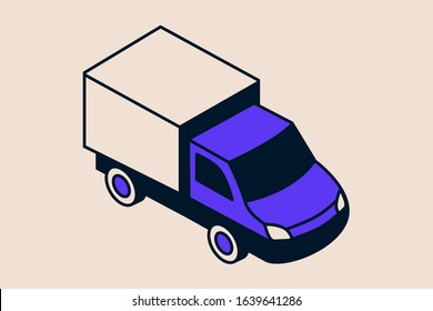 Delivery truck isometric icon, trending vector illustration.