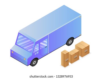 Delivery truck. Isometric vector illustration.