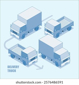 Delivery truck in isometric vector illustration, suitable for cargo or logistic transportation content, delivery, infographic, etc