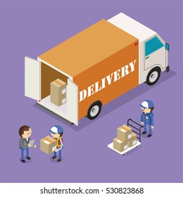 Delivery truck Isometric vector illustration