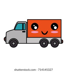 delivery truck kawaii character