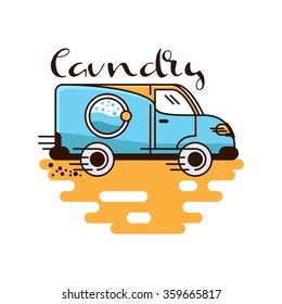 Delivery truck. Laundry.
