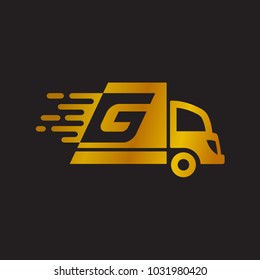Delivery Truck With Letter G Logo Template