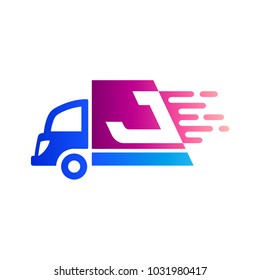 Delivery Truck With Letter J Logo Template