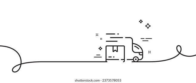 Delivery truck line icon. Continuous one line with curl. Logistic service sign. Export freight boxes symbol. Delivery truck single outline ribbon. Loop curve pattern. Vector