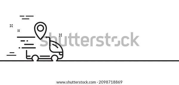 Delivery truck line icon. Courier location sign.\
Order delivery symbol. Minimal line illustration background.\
Delivery truck line icon pattern banner. White web template\
concept. Vector