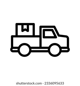 delivery truck line icon illustration vector graphic. Simple element illustration vector graphic, suitable for app, websites, and presentations isolated on white background