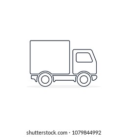 Delivery truck line icon isolated on white background. Vector simple illustration.