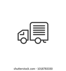 Delivery truck line icon, outline vector sign, linear style pictogram isolated on white. Lorry van symbol, logo illustration. Editable stroke