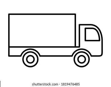 Delivery truck line icon. Outline vector illustration isolated on white background. Coloring book page for children.