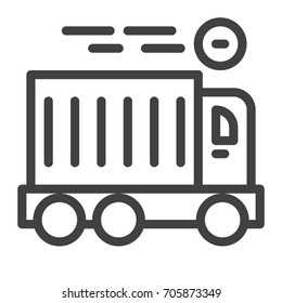 Delivery truck line icon, outline vector sign, linear style pictogram isolated on white. Symbol, logo illustration. Editable stroke. Pixel perfect graphics