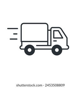 Delivery truck line icon. Delivery service, e-commerce. Isolated vector illustration