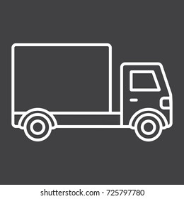 Delivery Truck line icon, transport and vehicle, cargo sign vector graphics, a linear pattern on a black background, eps 10.