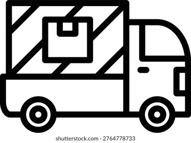 Delivery Truck Line Icon and Vector