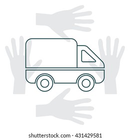 Delivery Truck line icon. Vector illustration.