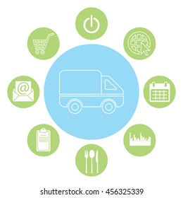 Delivery Truck line icon. Vector illustration.