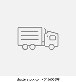 Delivery truck line icon for web, mobile and infographics. Vector dark grey icon isolated on light grey background.