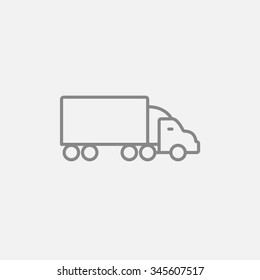 Delivery truck line icon for web, mobile and infographics. Vector dark grey icon isolated on light grey background.