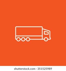 Delivery truck line icon for web, mobile and infographics. Vector white icon isolated on red background.