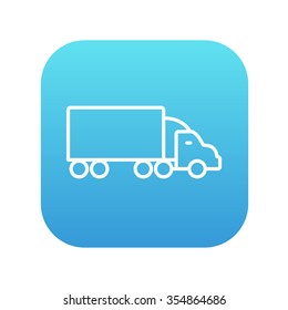 Delivery truck line icon for web, mobile and infographics. Vector white icon on the blue gradient square with rounded corners isolated on white background.