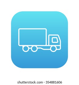 Delivery truck line icon for web, mobile and infographics. Vector white icon on the blue gradient square with rounded corners isolated on white background.