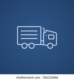 Delivery truck line icon for web, mobile and infographics. Vector light blue icon isolated on blue background.