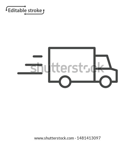 Delivery truck line vector icon. Editable stroke. 