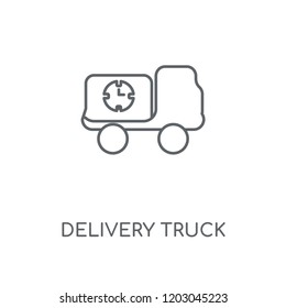 Delivery truck linear icon. Delivery truck concept stroke symbol design. Thin graphic elements vector illustration, outline pattern on a white background, eps 10.