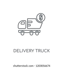 Delivery truck linear icon. Delivery truck concept stroke symbol design. Thin graphic elements vector illustration, outline pattern on a white background, eps 10.
